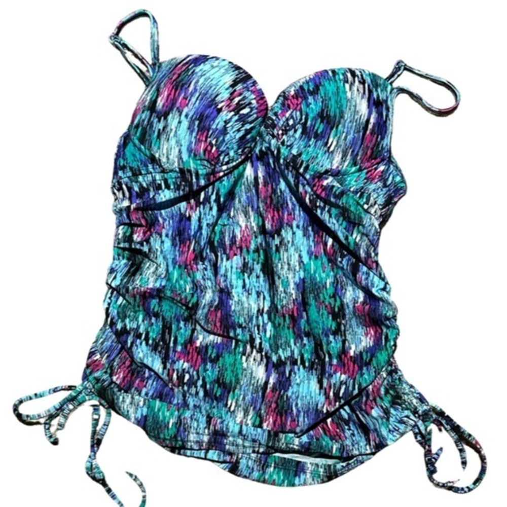 Assets Spanx Swimwear Push Up Underwire Tankini Top with Ruched Sides 1538 wa